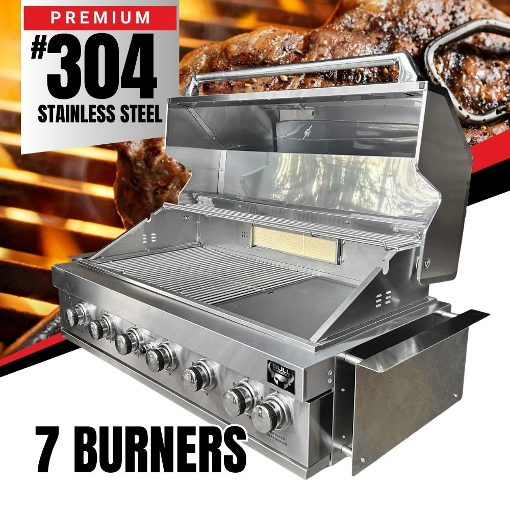 Bull BBQ 7-Burner Built-in Outdoor Kitchen with Rotisserie - Premium #304 Stainless Steel - Image 2
