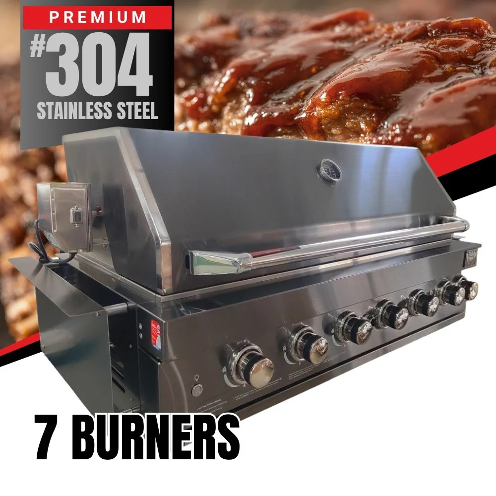 Bull BBQ Black Edition 7-Burner Built-in Outdoor Kitchen with Rotisserie - Premium #304 Stainless Steel - Image 2