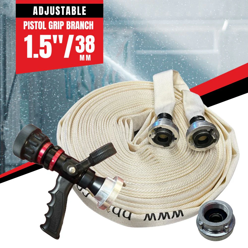 Fire Hose Pistol Grip Kit with 30m fire Hose and Adjustable Pistol Grip Branch - 38mm (1.5") - Storz Fitting