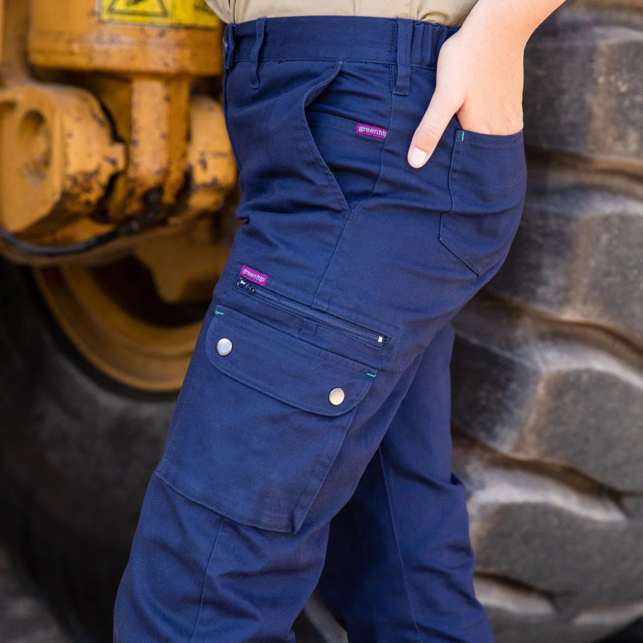 Green Hip - Pants Give Cargo 'Every Bron, Vick and Sally' (Black) - Women's Workwear - Image 7