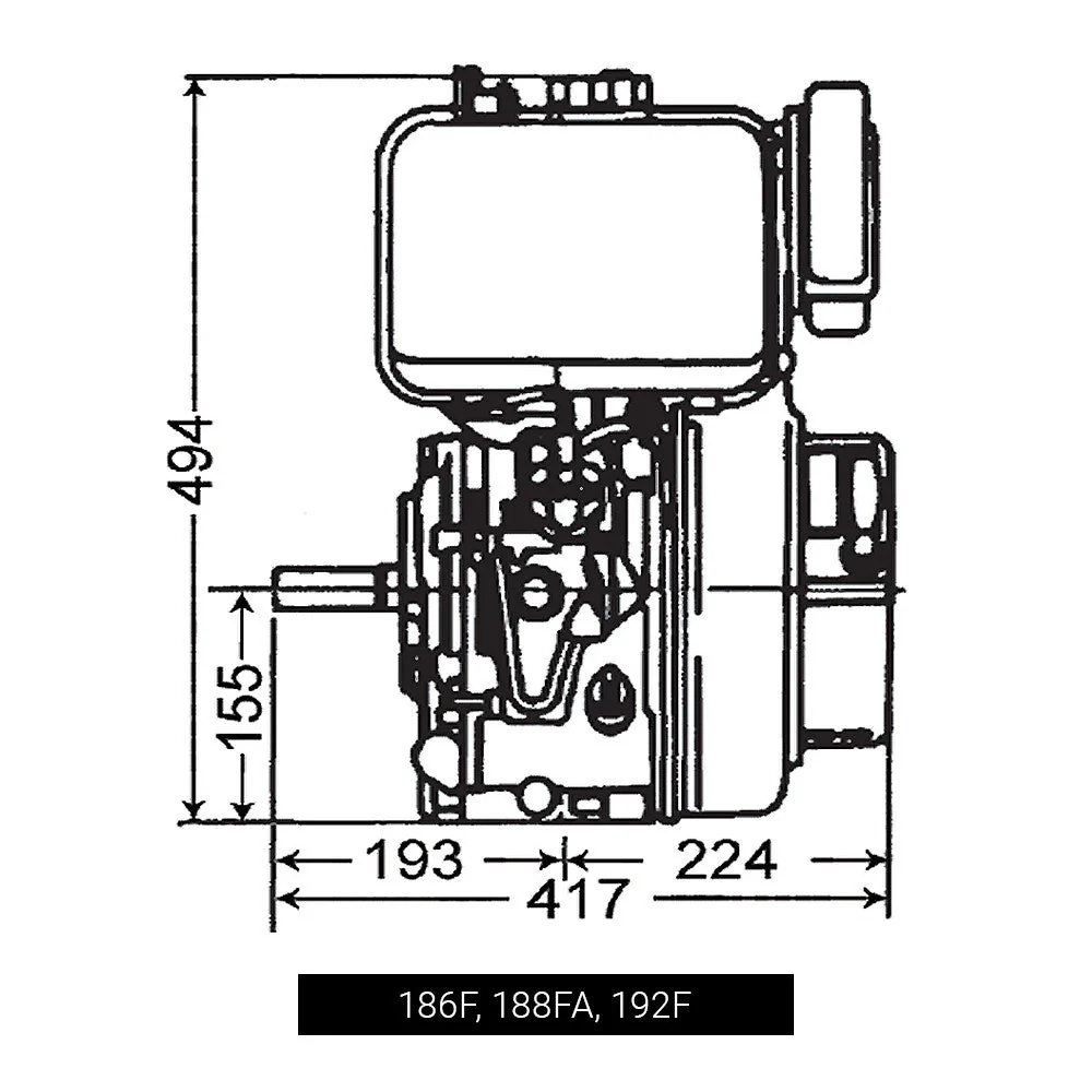 Koop 10HP 186F Diesel Engine with Electric Start & 1" (25.4mm) Keyway Shaft - Image 6